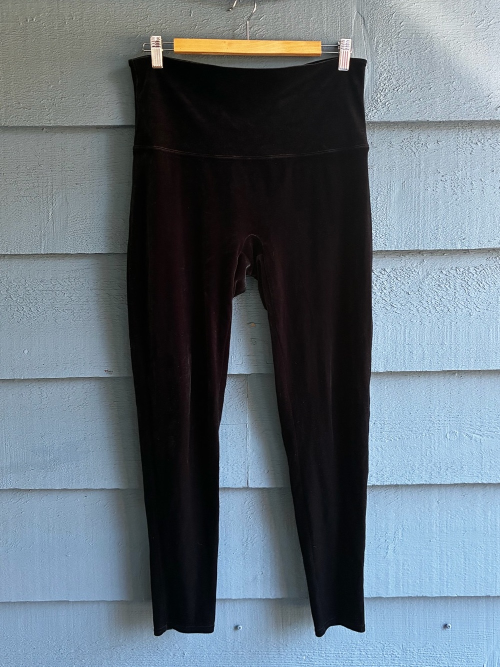 SPANX Black Velour Tummy Control High-Waist Leggings (1X)